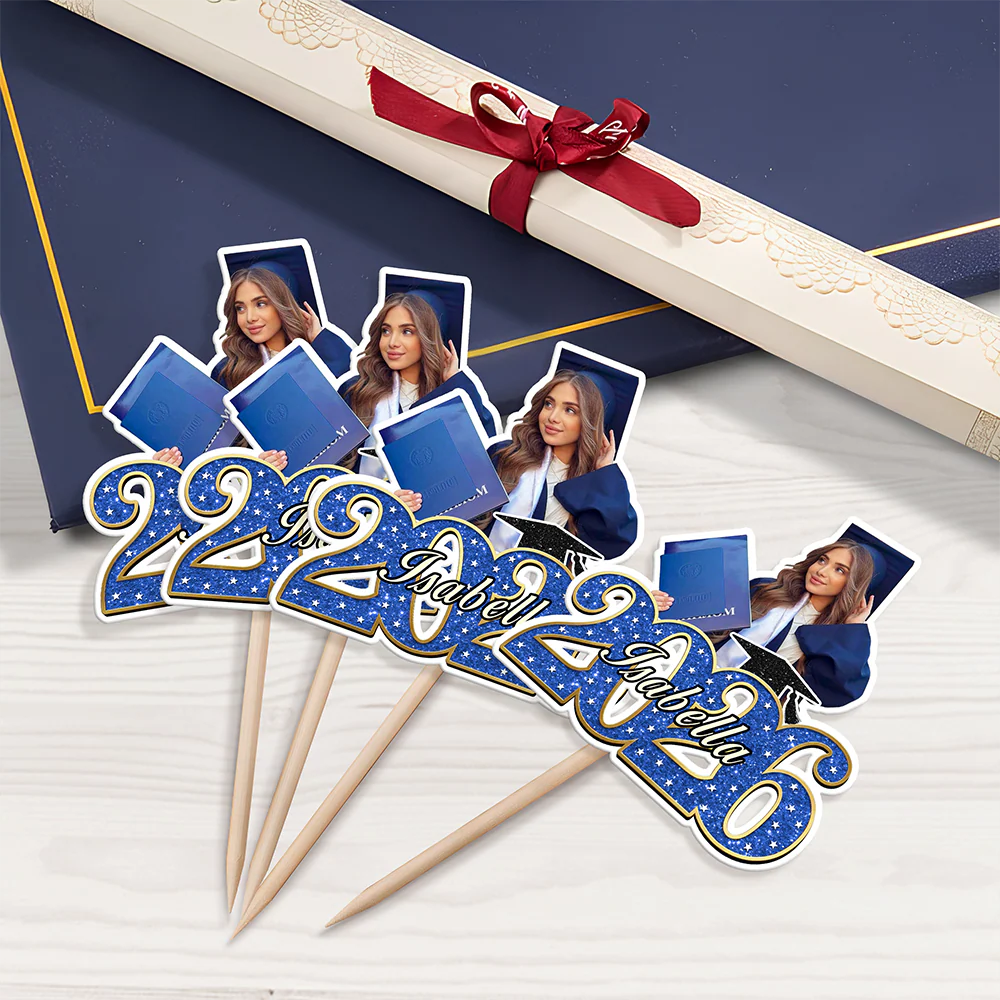 Custom Photo Class of 2026 Graduation Cupcake Toppers, Personalized Grad Party Decor CH07 910696 - Image 5