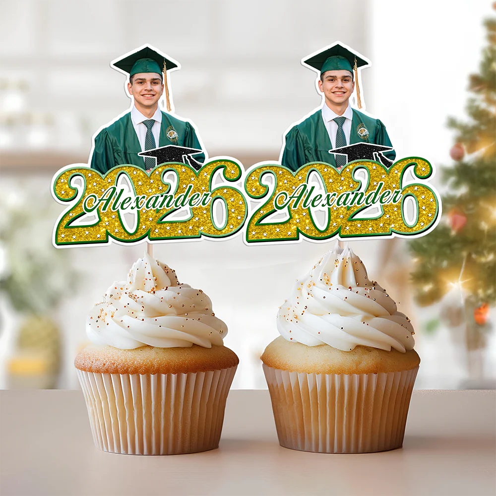 Custom Photo Class of 2026 Graduation Cupcake Toppers, Personalized Grad Party Decor CH07 910696 - Image 8