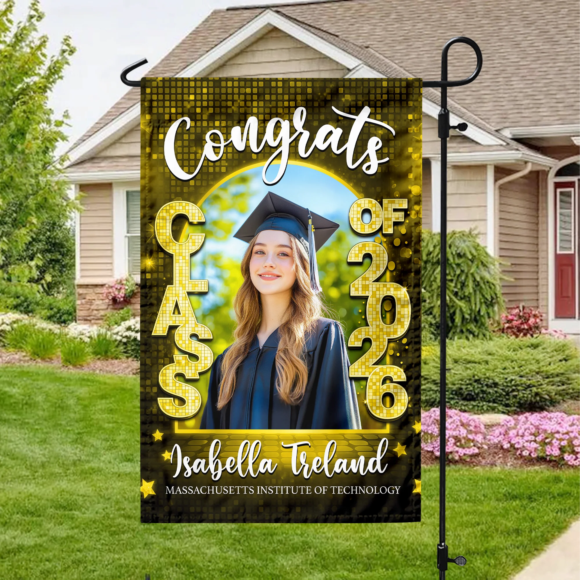 Custom Photo Class of 2026 Graduation Garden Flag, Personalized Congrats Grad Outdoor Decor HO82 901884 - Image 3