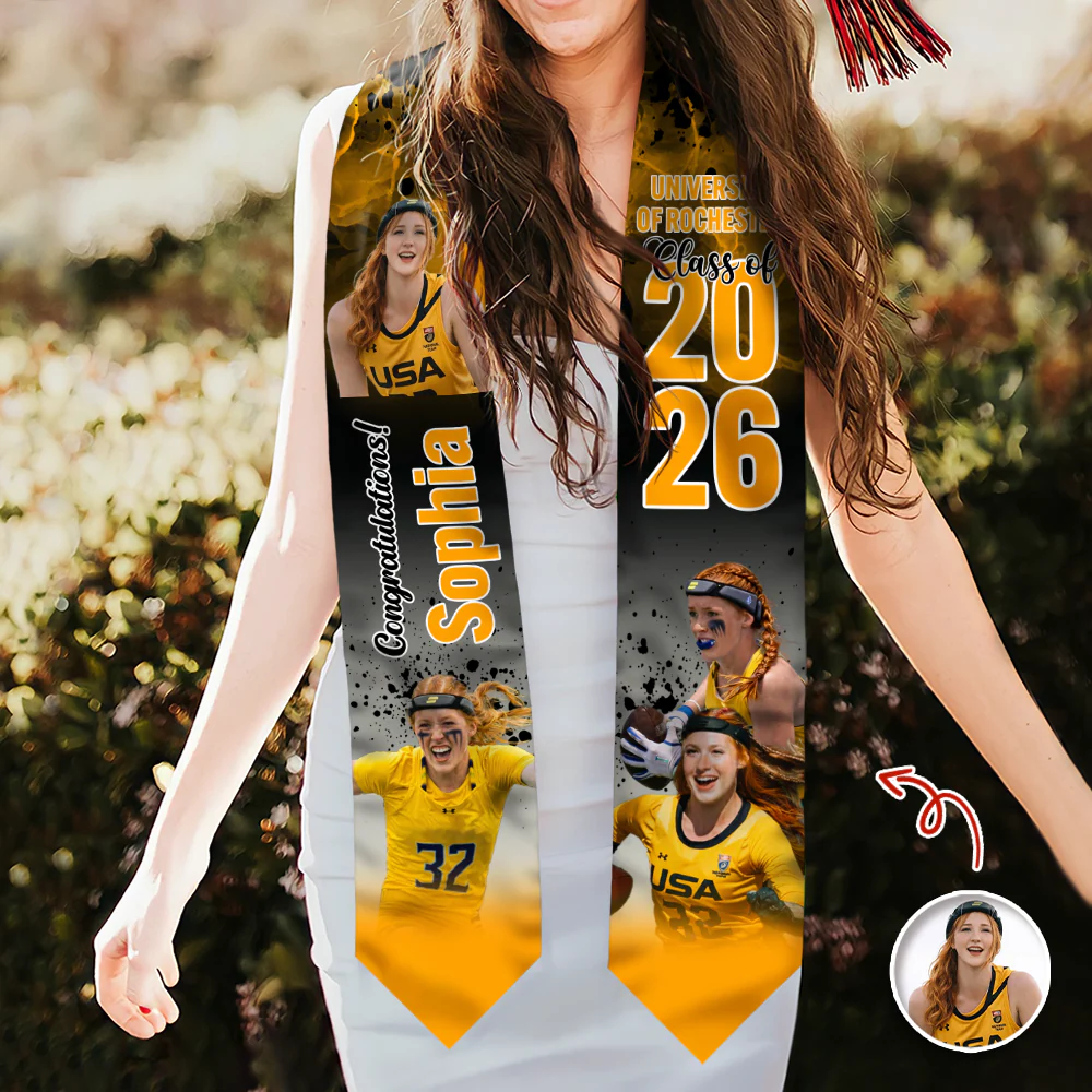 Custom Photo Class of 2026 Graduation Stole Football Graduation Sash CH07 910178 - Image 2