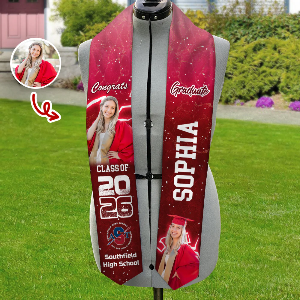 Custom Photo Class of 2026 Graduation Stole – Personalized Grad Sash Gift CH07 910092 - Image 4
