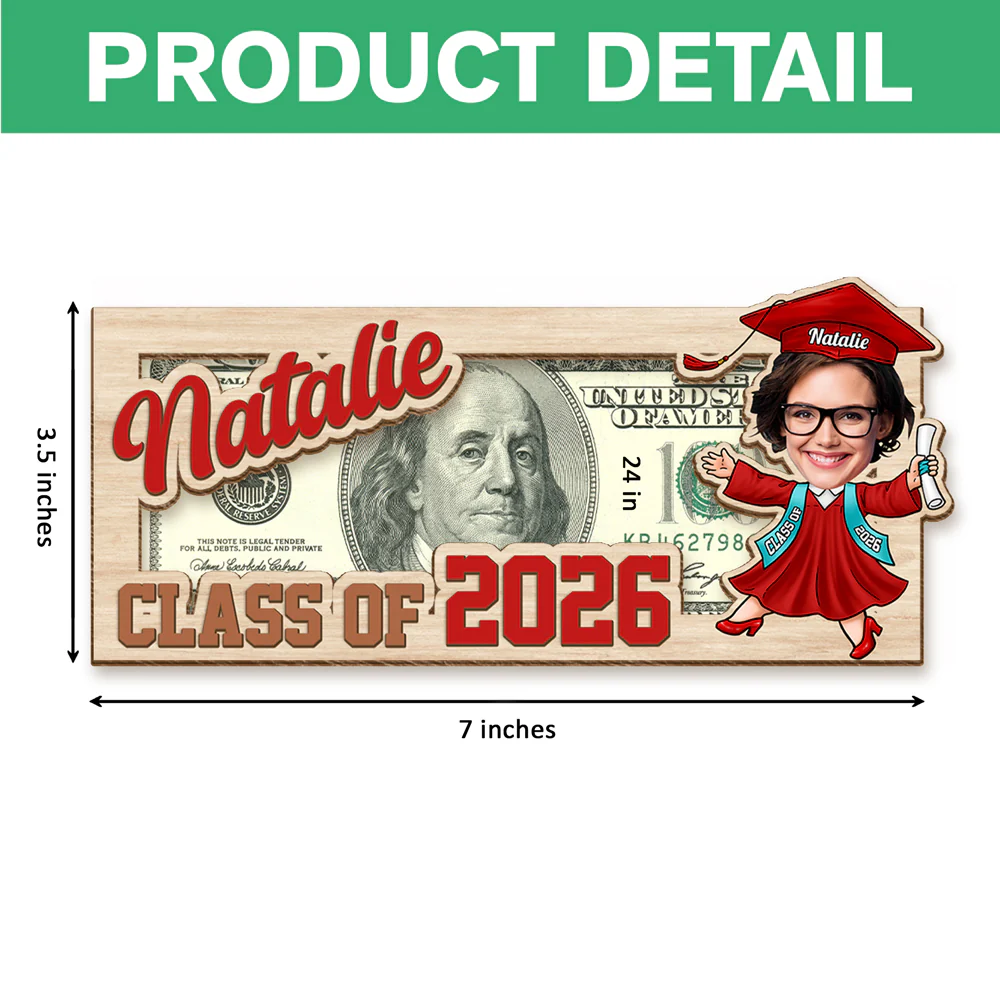 Custom Photo Class of 2026 Graduation Wood Money Holder TH10 898229 - Image 7