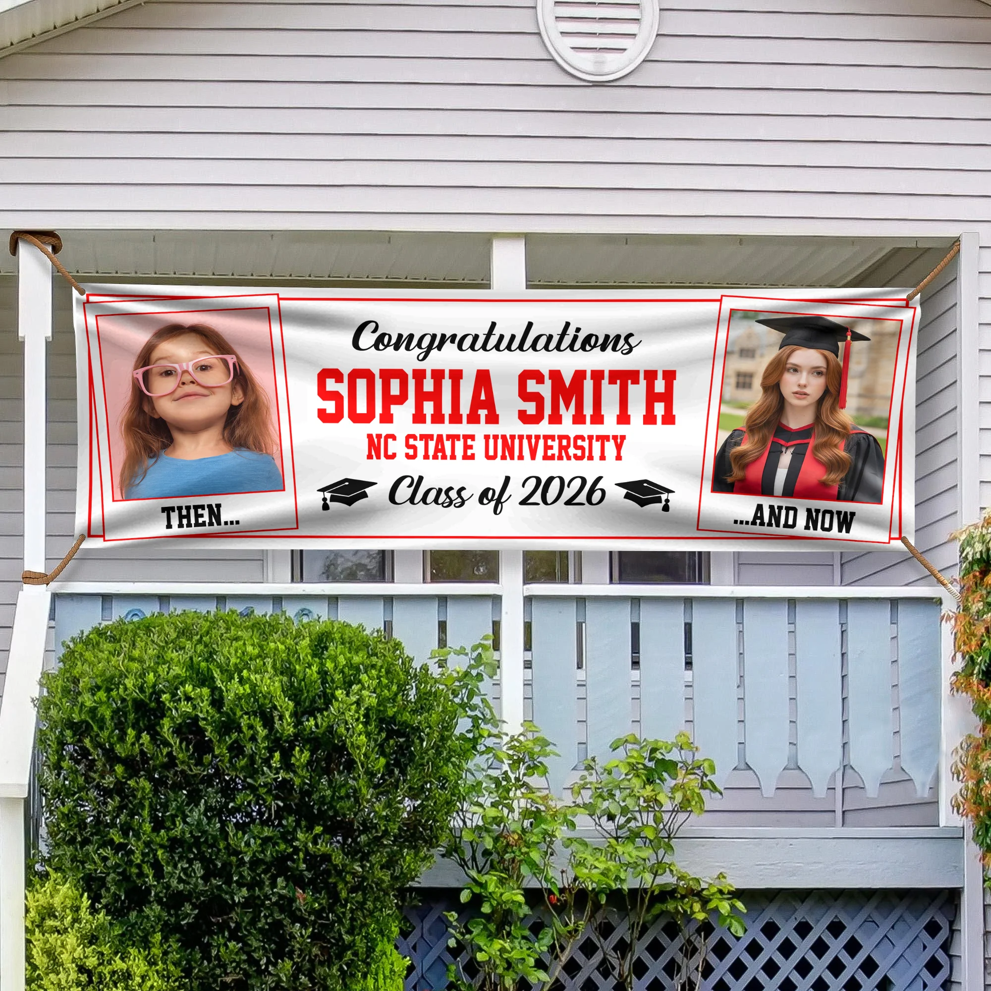 Custom Photo Class of 2026 Then And Now Personalized Banner Graduation Party Gift HA75 920622 - Image 2