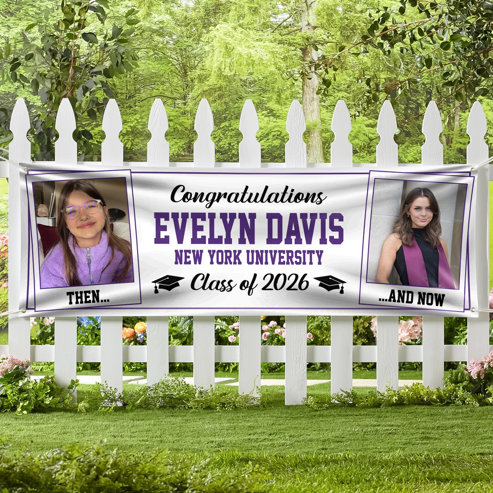 Custom Photo Class of 2026 Then And Now Personalized Banner Graduation Party Gift HA75 920622 - Image 5
