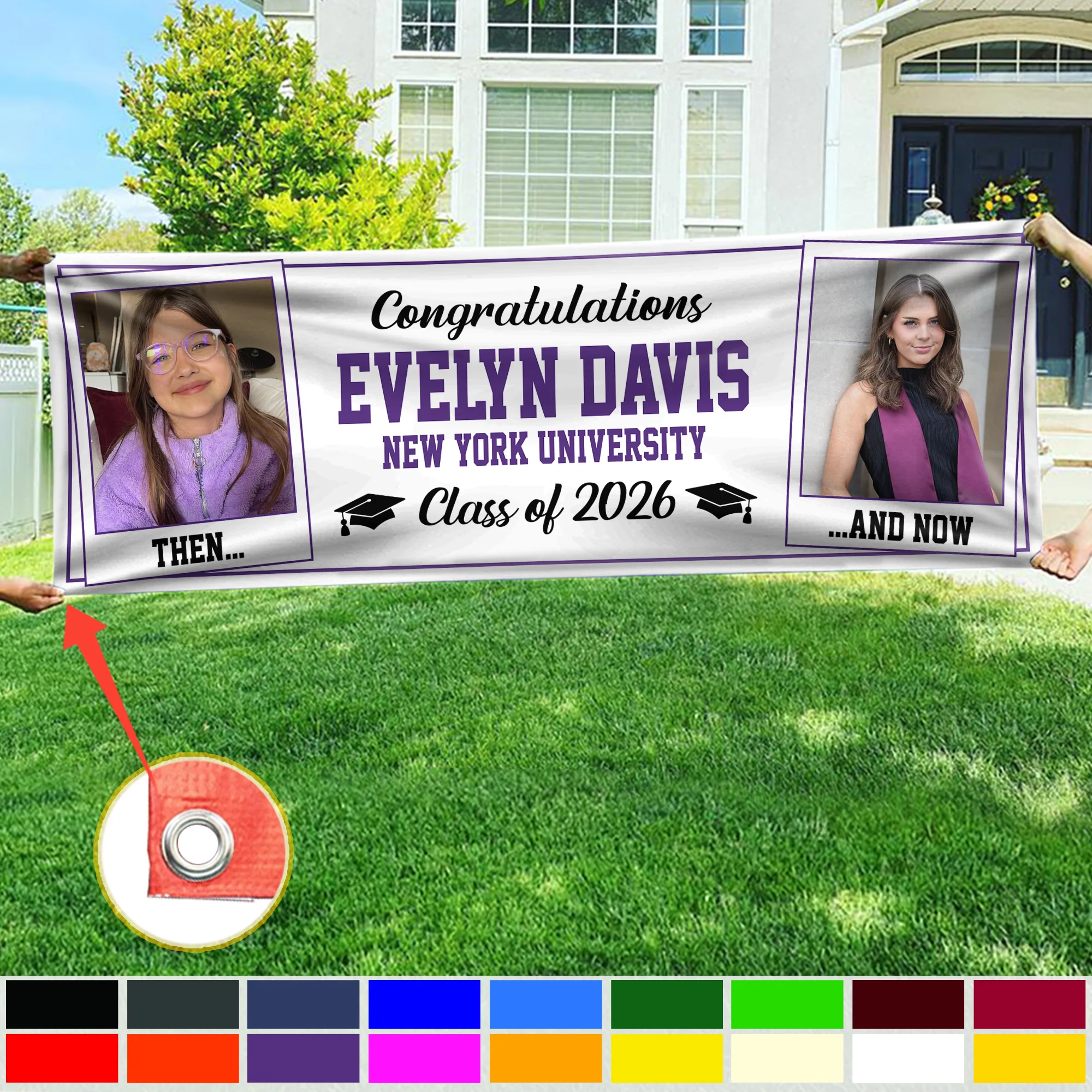 Custom Photo Class of 2026 Then And Now Personalized Banner Graduation Party Gift HA75 920622 - Image 6