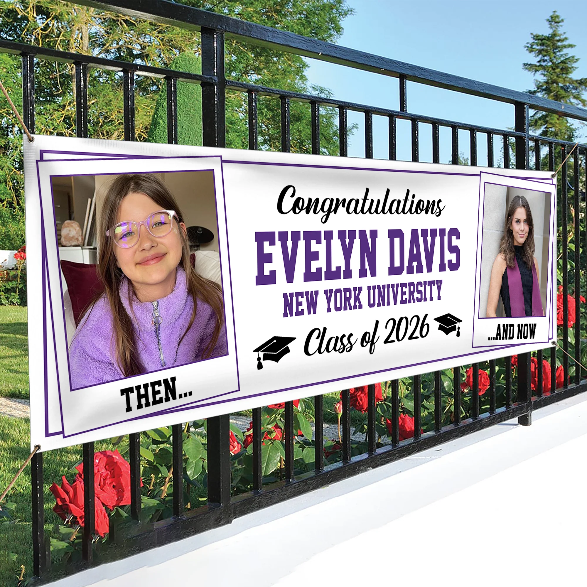 Custom Photo Class of 2026 Then And Now Personalized Banner Graduation Party Gift HA75 920622 - Image 7