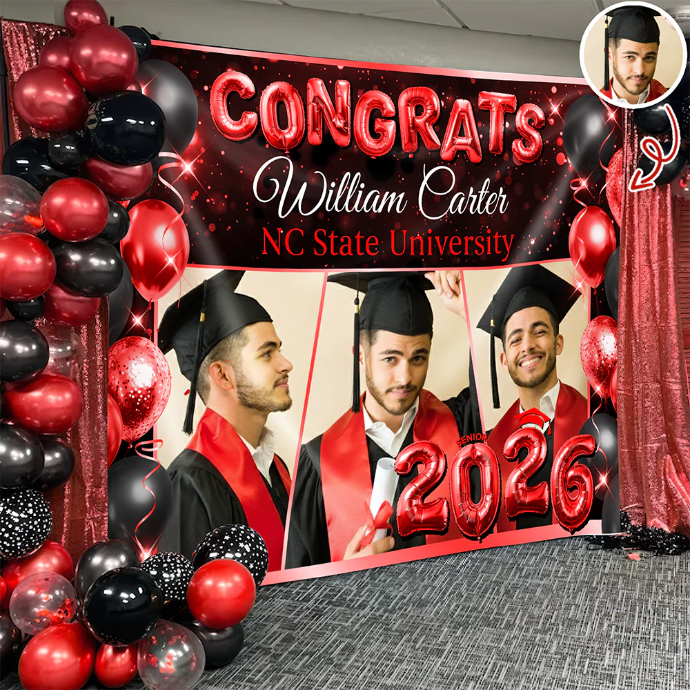 Custom Photo Congrats 2026 Graduation Balloons Backdrop HA75 920468 - Image 2