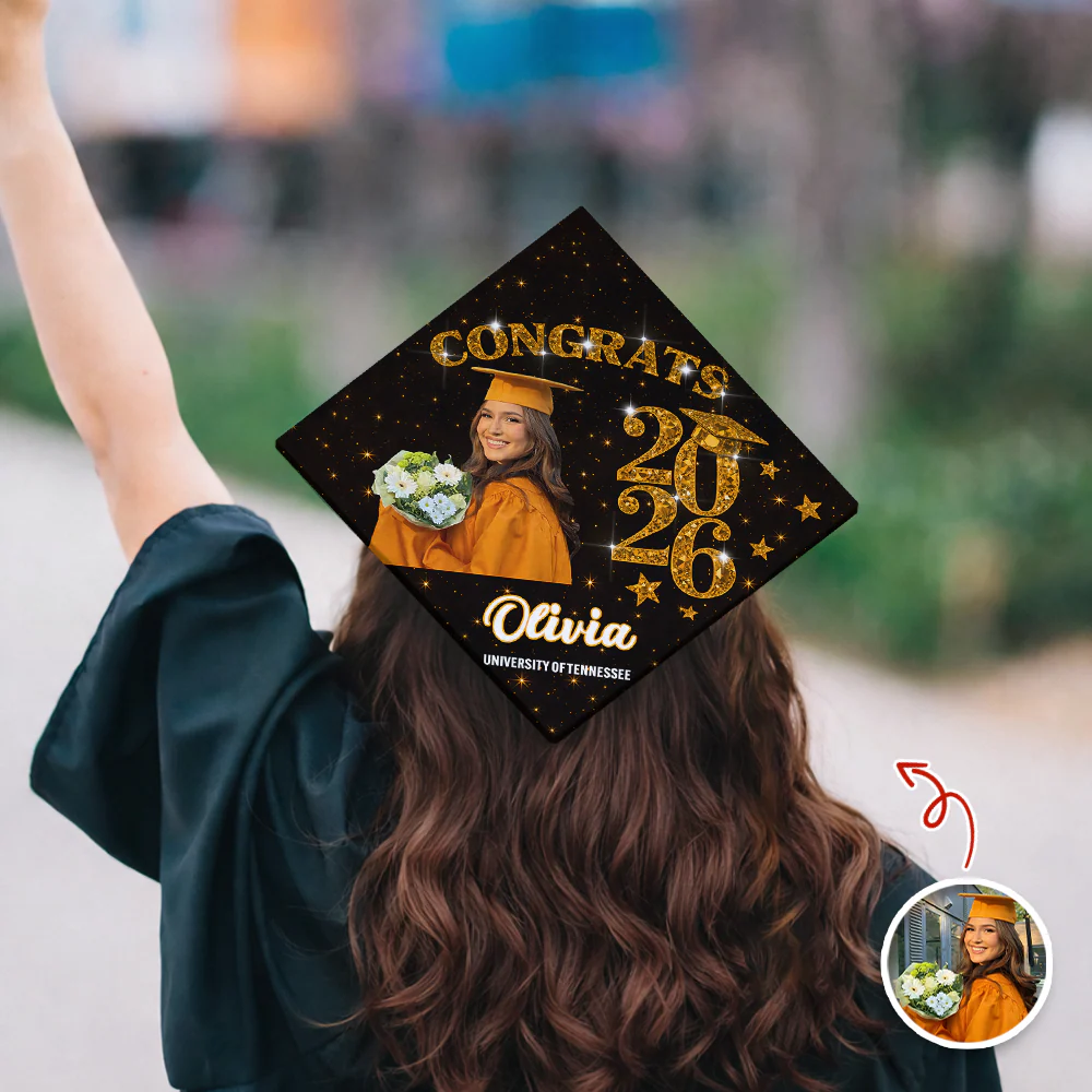 Custom Photo Congrats Graduate Class Of 2026 Glitter Cap Topper HO82 901878 - Image 6