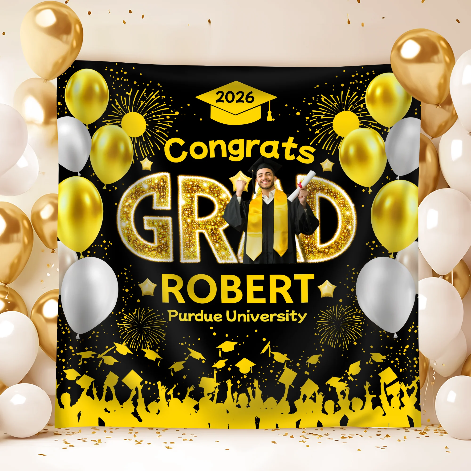 Custom Photo Congrats Graduation Class Of 2026 Balloons Backdrop HO82 902026 - Image 10
