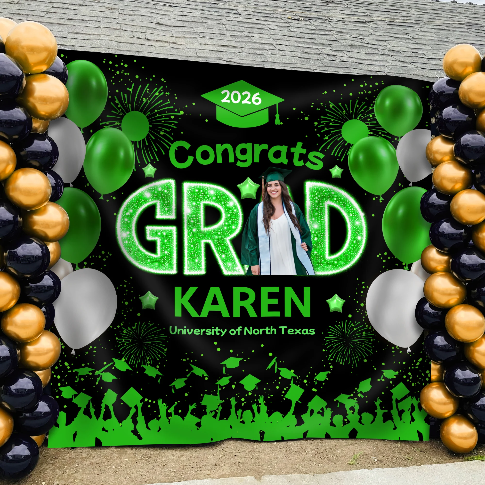 Custom Photo Congrats Graduation Class Of 2026 Balloons Backdrop HO82 902026 - Image 2