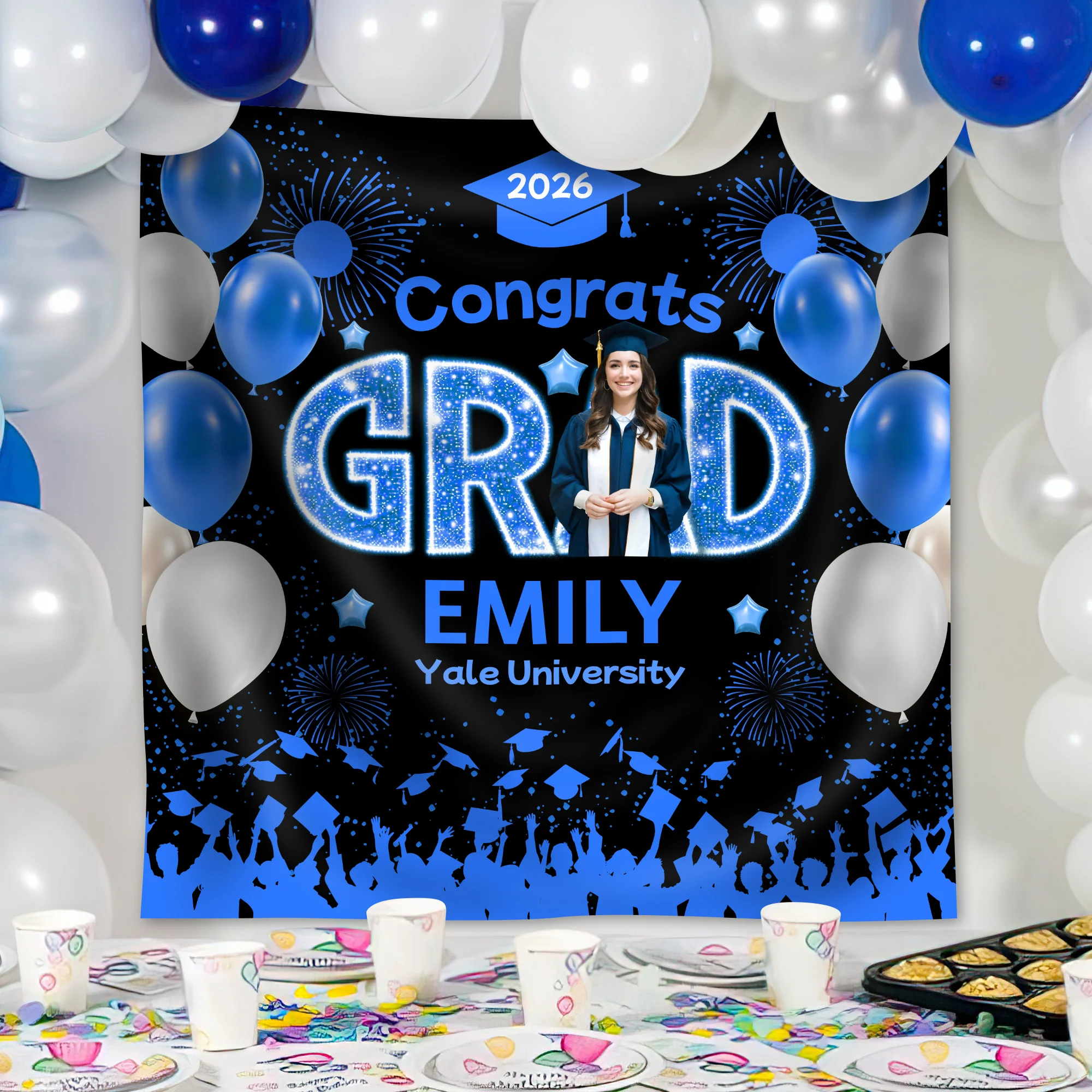 Custom Photo Congrats Graduation Class Of 2026 Balloons Backdrop HO82 902026 - Image 5