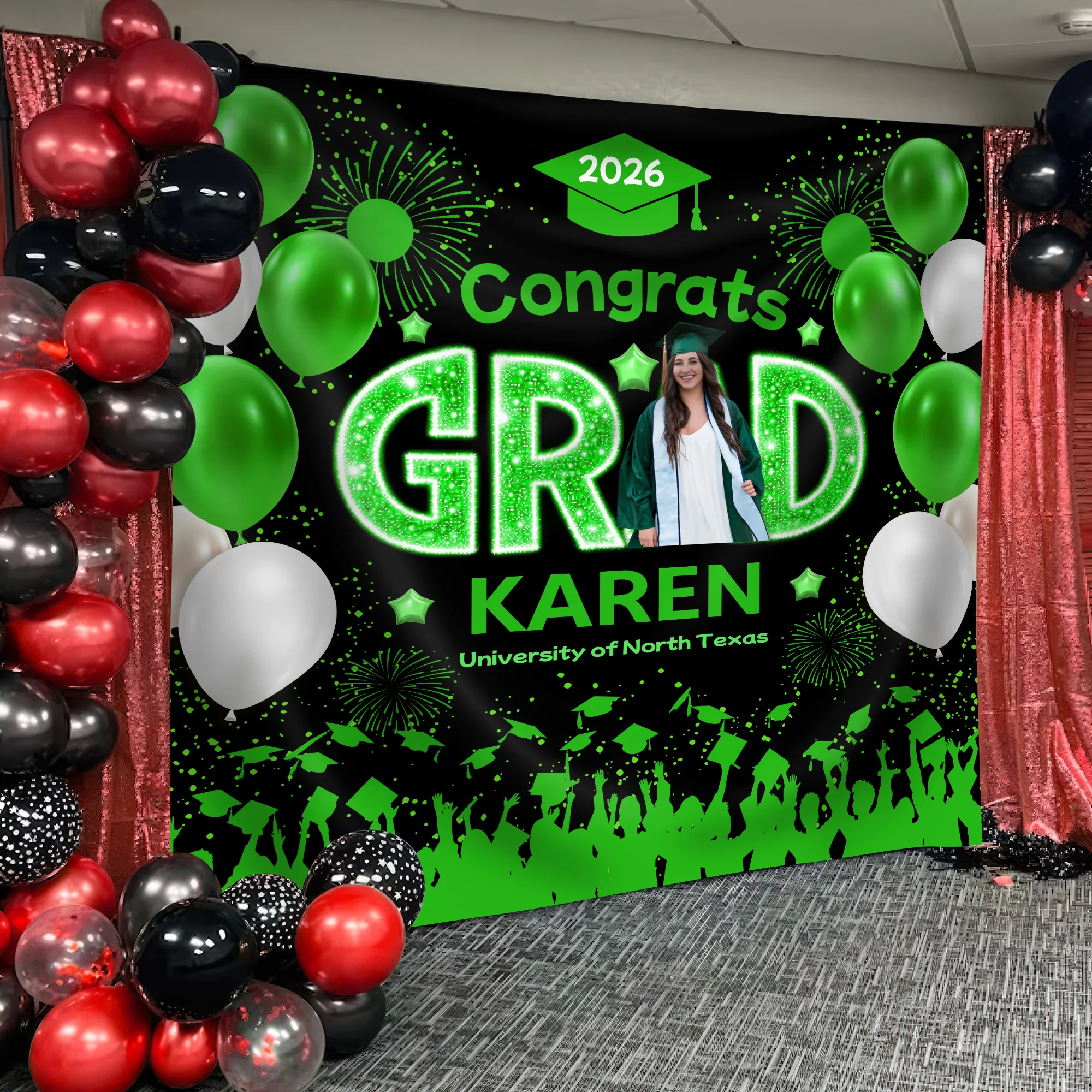 Custom Photo Congrats Graduation Class Of 2026 Balloons Backdrop HO82 902026 - Image 6