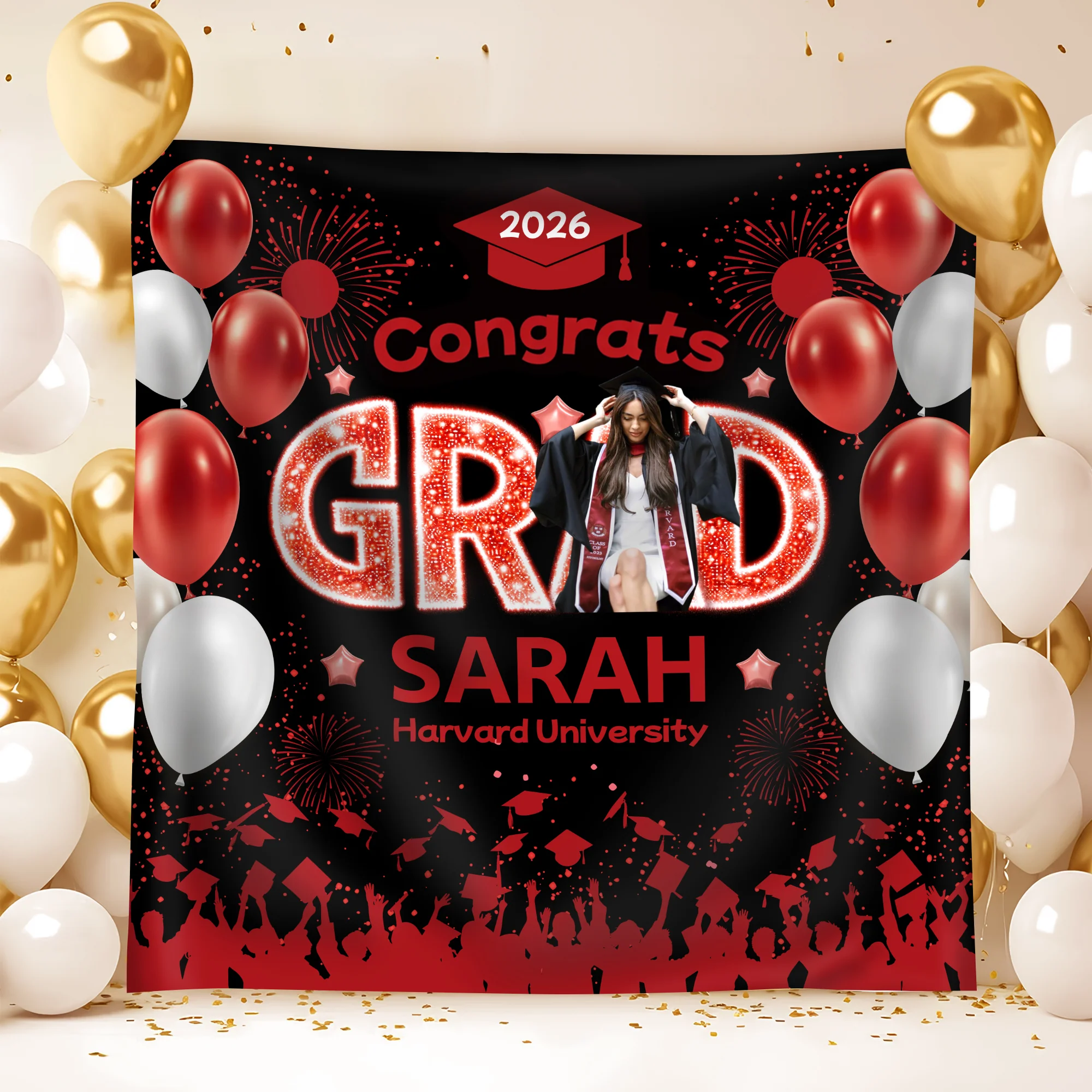 Custom Photo Congrats Graduation Class Of 2026 Balloons Backdrop HO82 902026 - Image 8