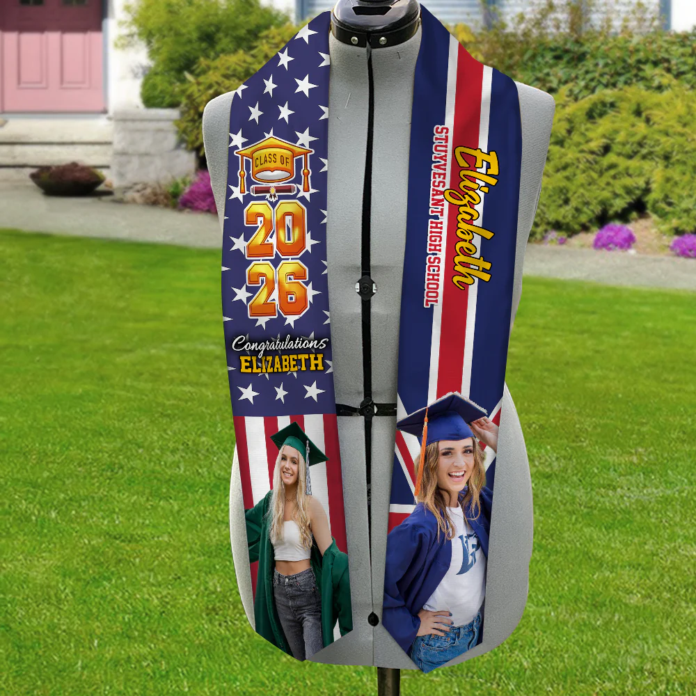 Custom Photo Country Flag Class of 2026 Stoles Sash, Graduation Gift, Senior Gift HO82 901320 - Image 2