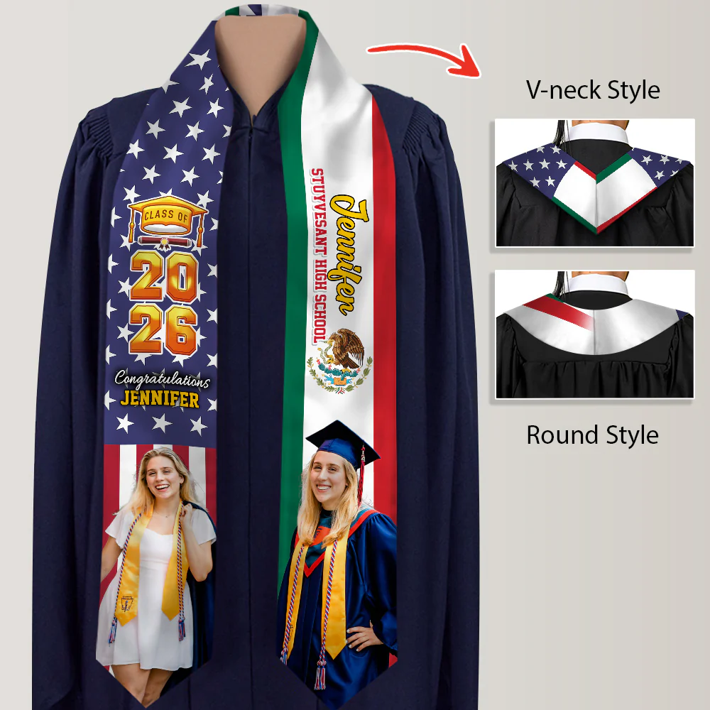 Custom Photo Country Flag Class of 2026 Stoles Sash, Graduation Gift, Senior Gift HO82 901320 - Image 3