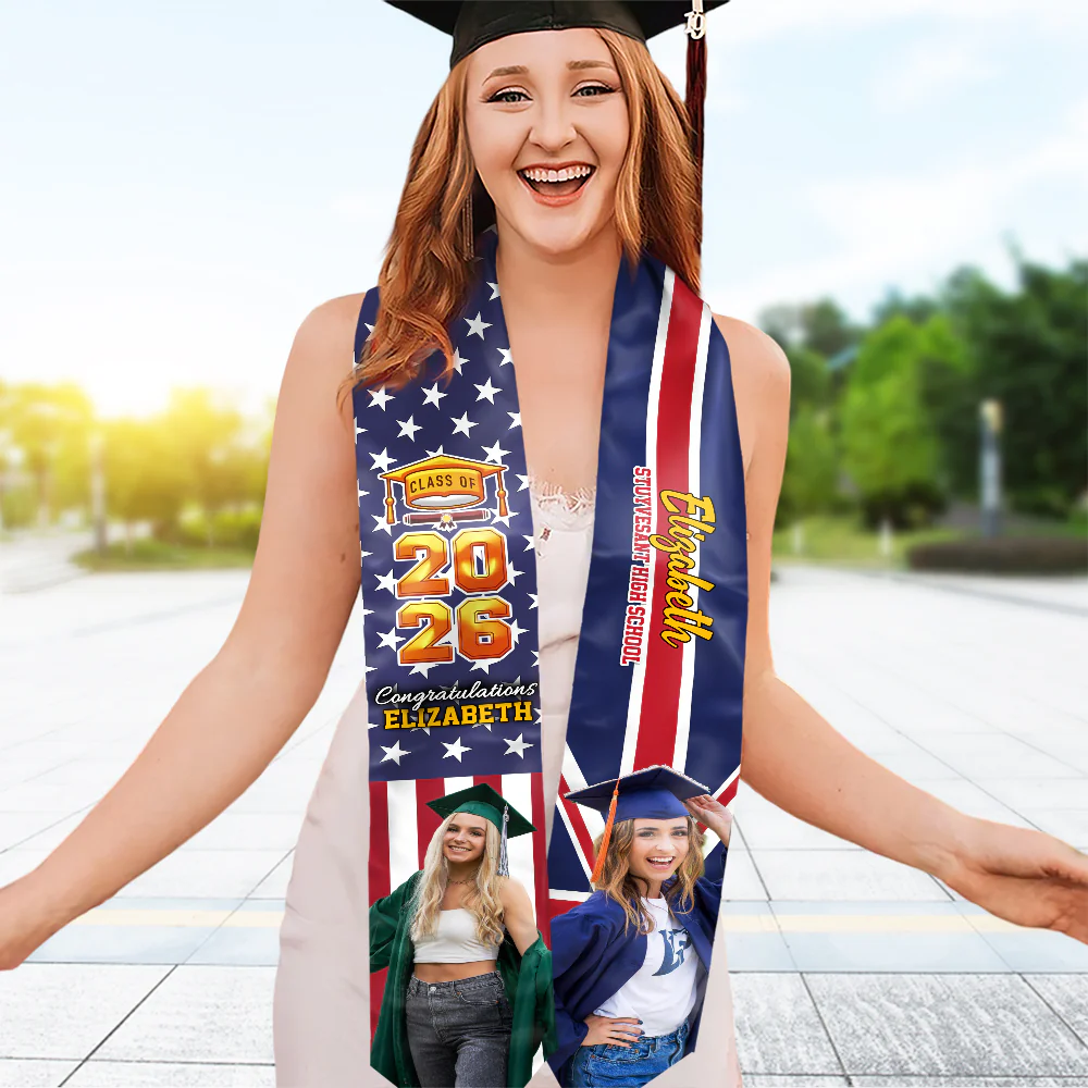 Custom Photo Country Flag Class of 2026 Stoles Sash, Graduation Gift, Senior Gift HO82 901320 - Image 4