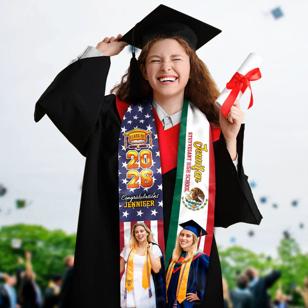 Custom Photo Country Flag Class of 2026 Stoles Sash, Graduation Gift, Senior Gift HO82 901320 - Image 5