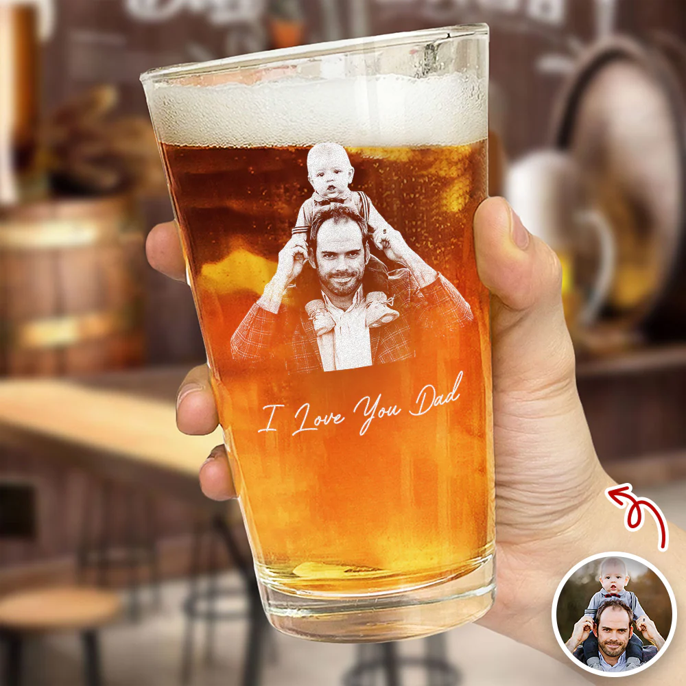 Custom Photo Dad and Kid Beer Glass - Gift for Father’s Day CH07 911358 - Image 4