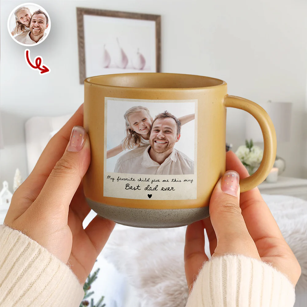 Custom Photo Dad And Kid Pottery Mug - Personalized Father’s Day Gift HO82 902382