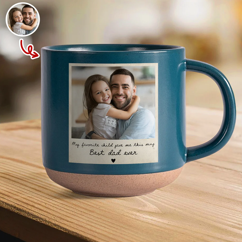 Custom Photo Dad And Kid Pottery Mug - Personalized Father’s Day Gift HO82 902382 - Image 3