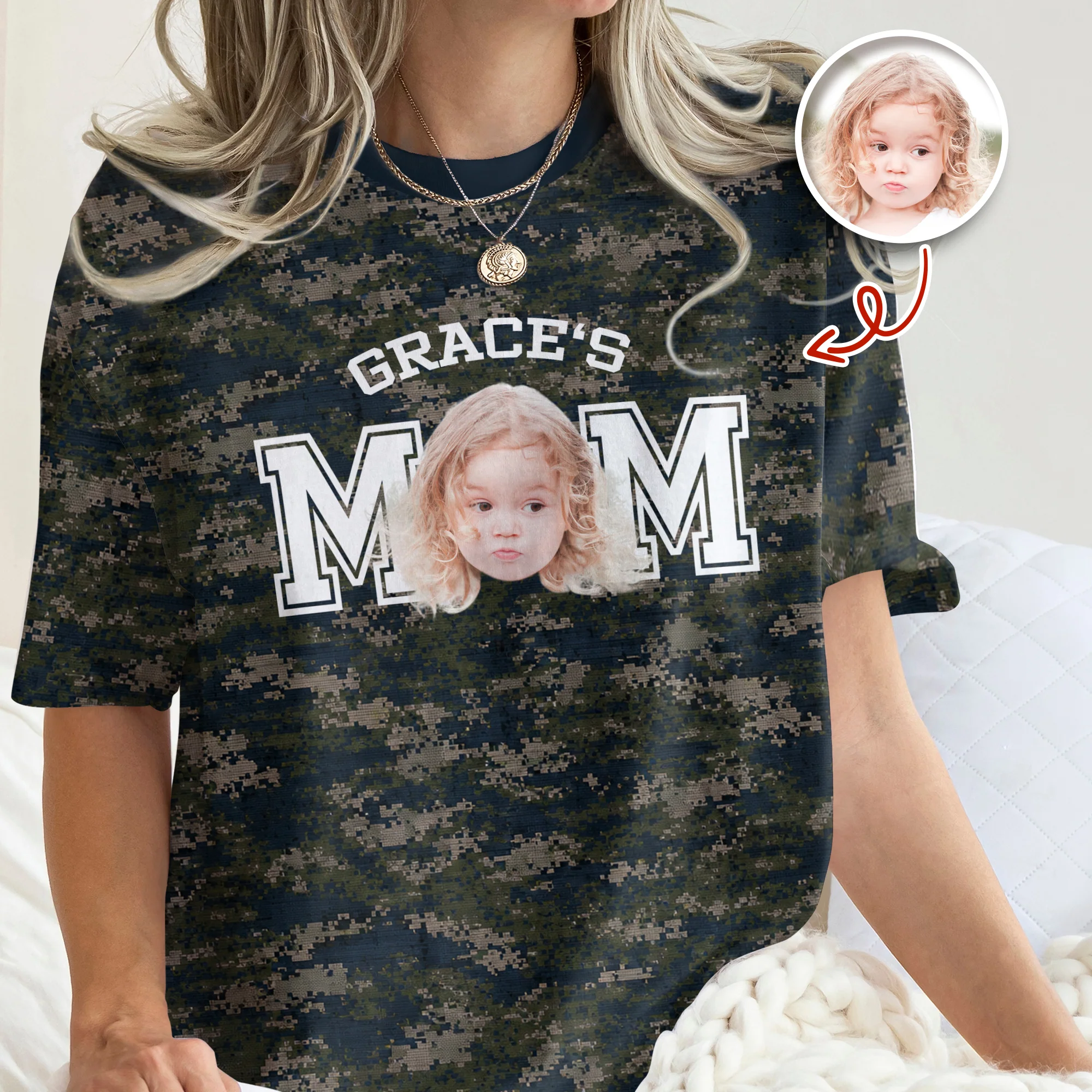 Custom Photo Dad Mom Camo Pattern 3D Shirt Father's Day Gift For Husband, Dad, Grandpa HA75 921396 - Image 2