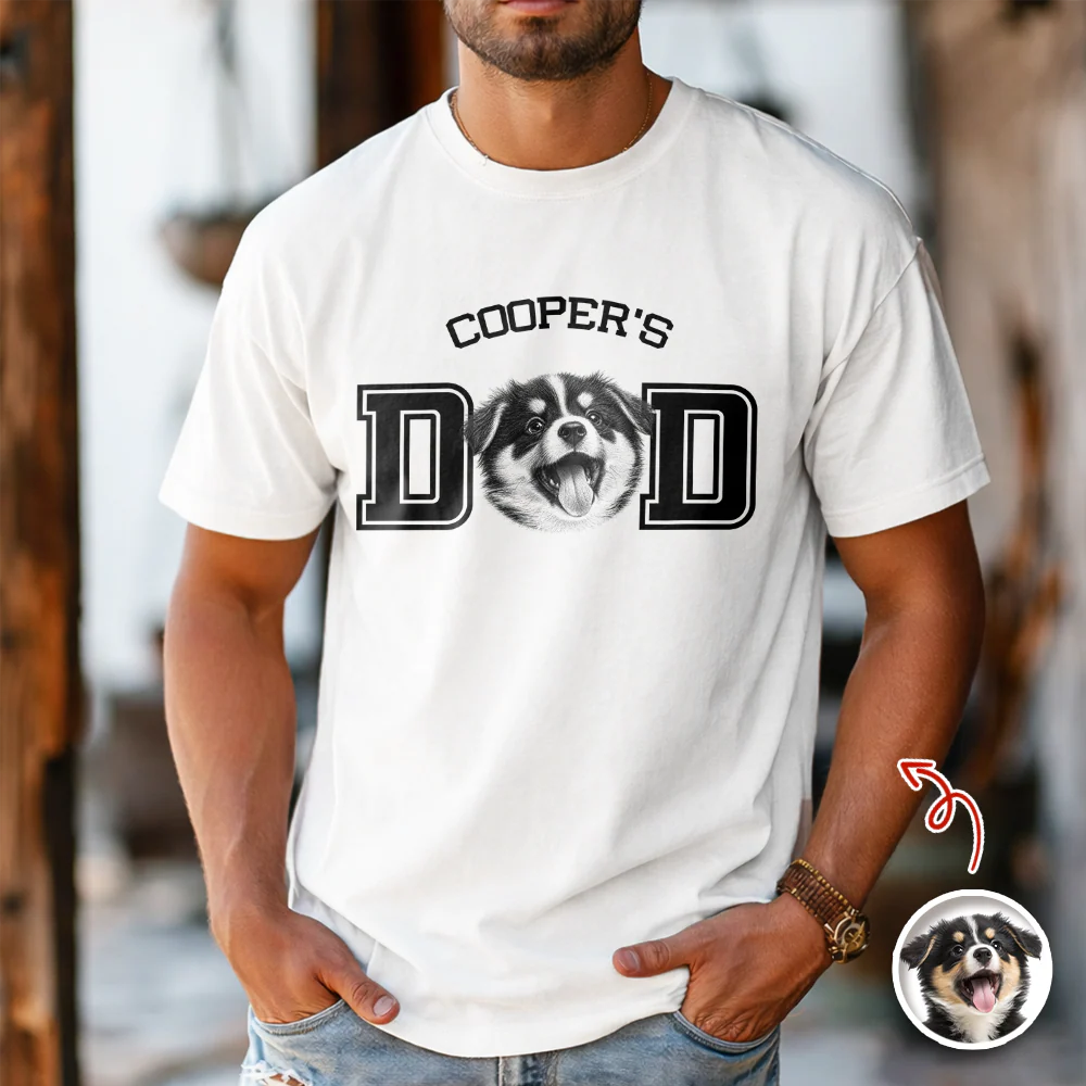 Custom Photo Dog Cat Dad White Shirt - Father’s Day Gift for Dog & Cat Lovers HA75 921418 - Image 2
