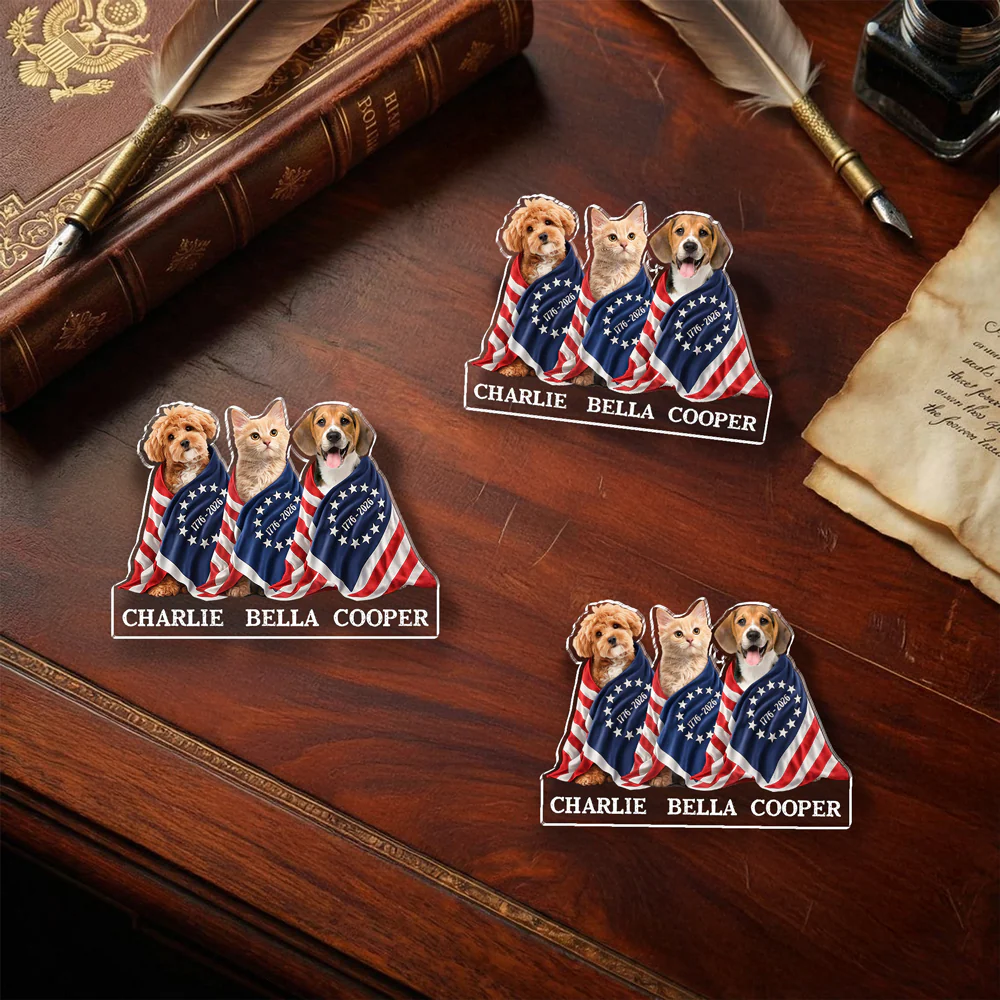 Custom Photo Dog Cat With 250th Anniversary of America 1776–2026 Acrylic Pin CH07 911160 - Image 6