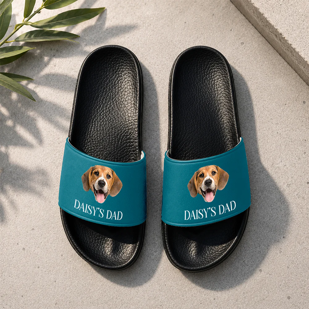 Custom Photo Dog Dad Slide Sandals - Personalized Gift for Dog Lovers CH07 911590 - Image 5