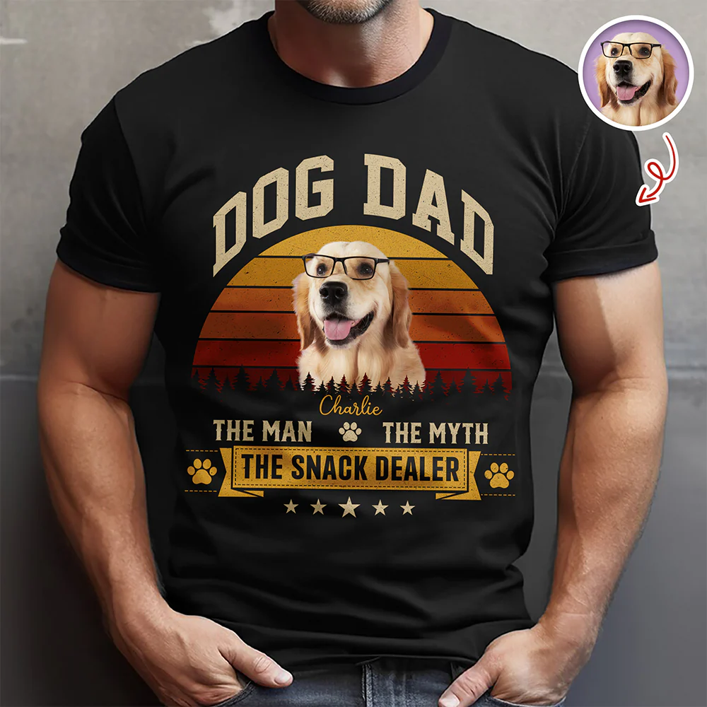 Custom Photo Dog Dad The Man The Myth The Snack Dealer Dark Shirt HO82 902504 - Image 4