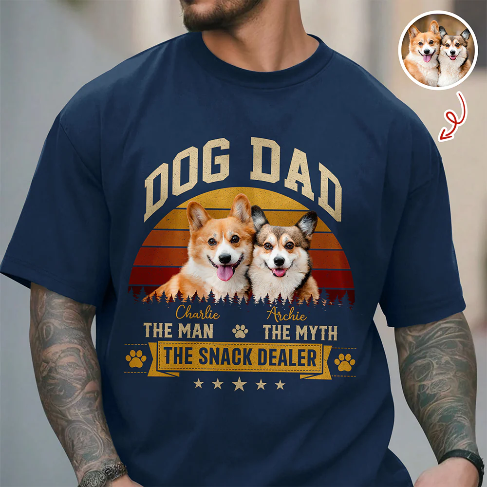 Custom Photo Dog Dad The Man The Myth The Snack Dealer Dark Shirt HO82 902504 - Image 5