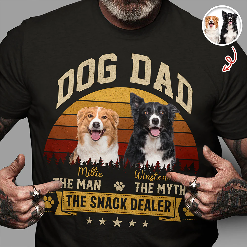 Custom Photo Dog Dad The Man The Myth The Snack Dealer Dark Shirt HO82 902504 - Image 6
