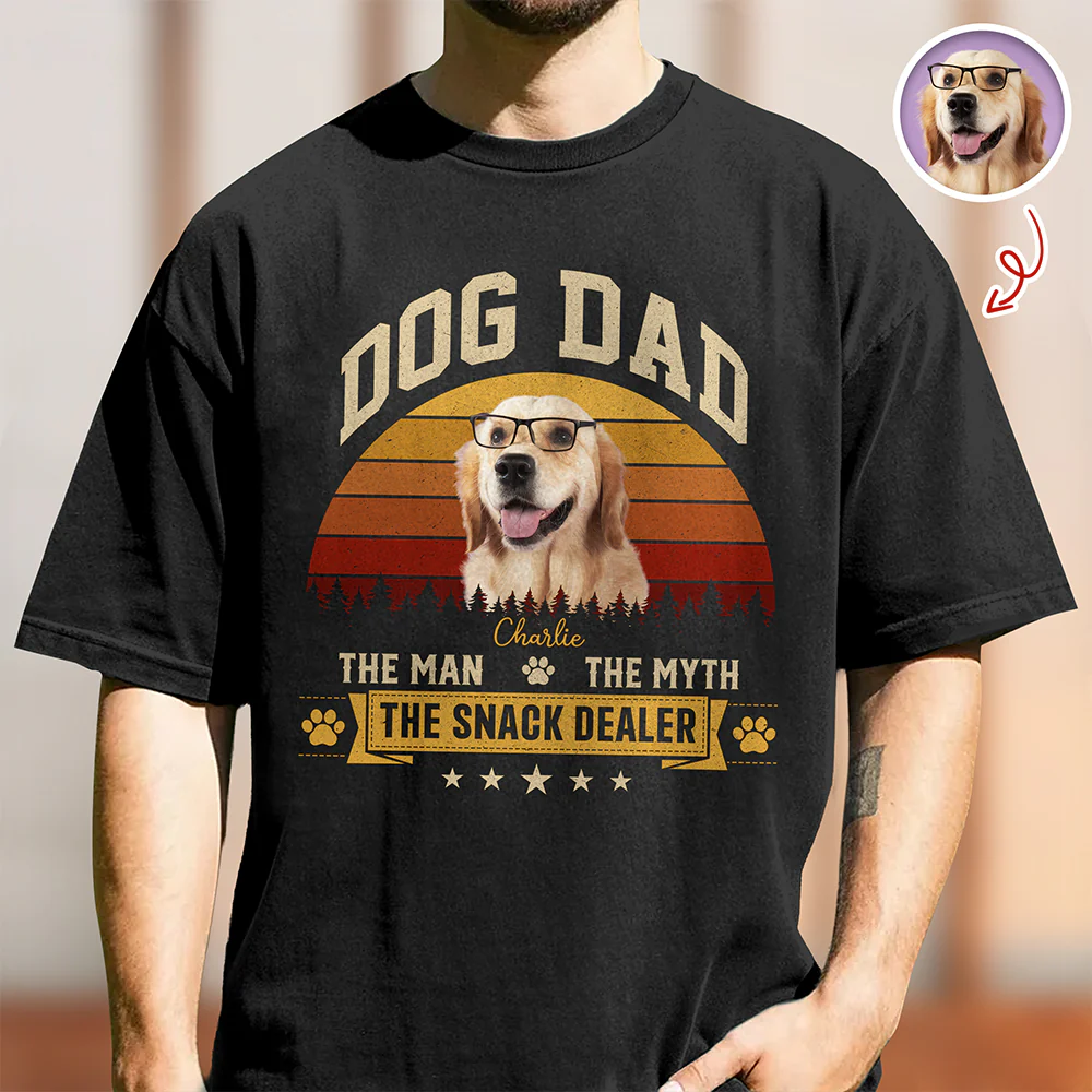 Custom Photo Dog Dad The Man The Myth The Snack Dealer Dark Shirt HO82 902504 - Image 7