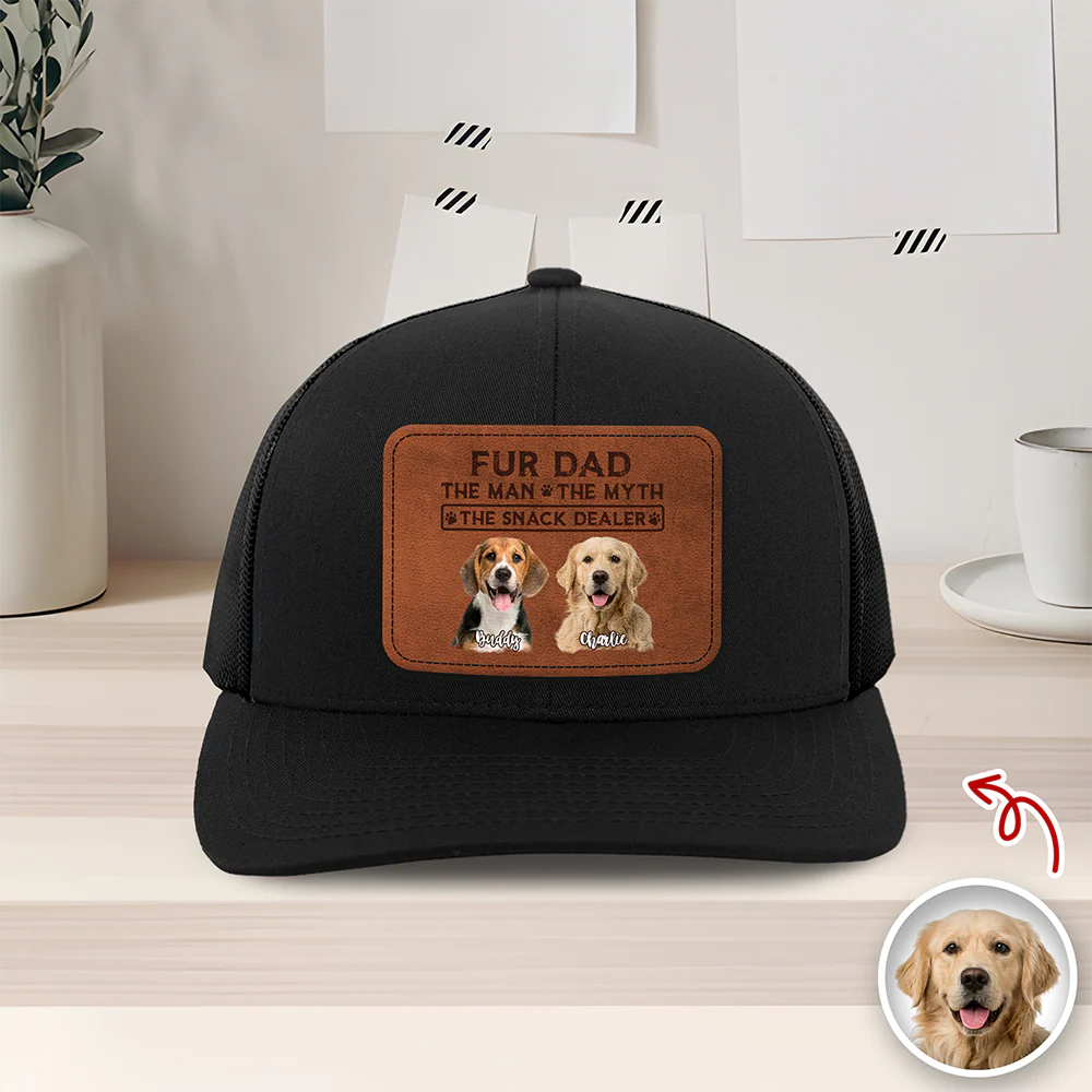 Custom Photo Dog Dad The Man The Myth The Snack Dealer Leather Patch Hat HO82 902428 - Image 3