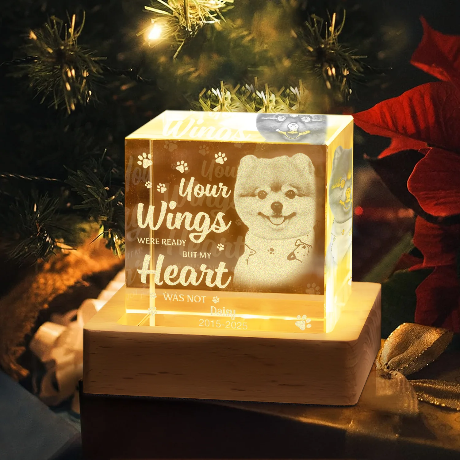Custom Photo Dog Memorial Engraved Crystal Photo With Light TH10 898177 - Image 5