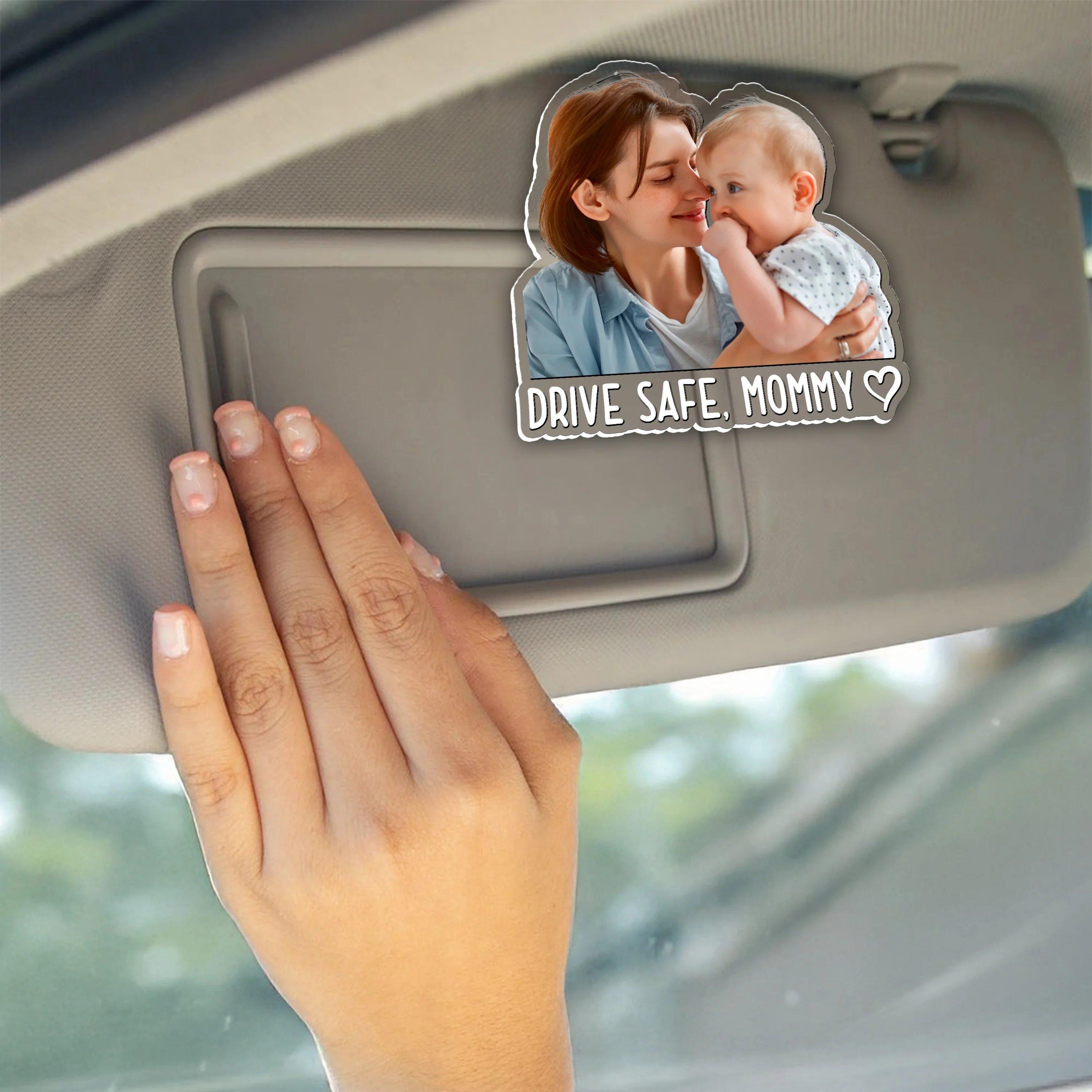 Custom Photo Drive Safe Mommy, Daddy Car Acrylic Visor Clip - Personalized Gift for Mom & Dad TH10 169507 - Image 5