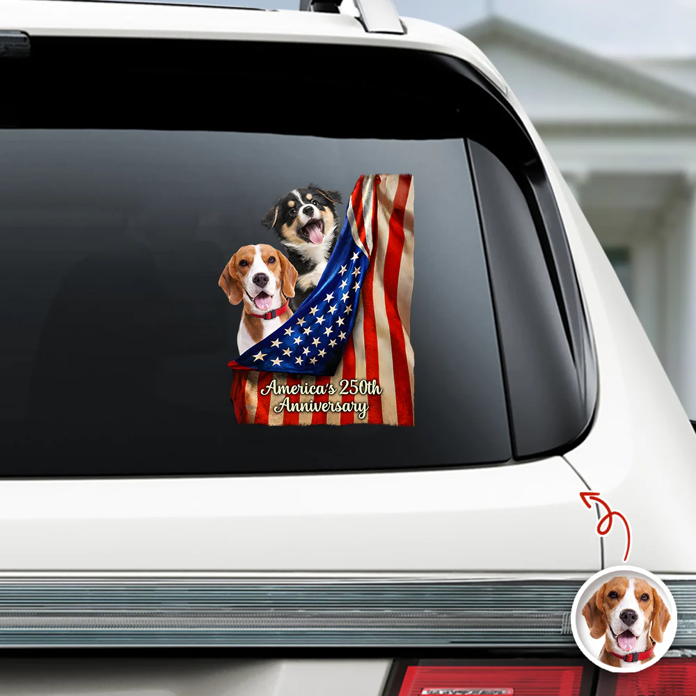 Custom Photo Even My Dogs Love America’s 250th Anniversary Car Window Decal Sticker HA75 920516 - Image 4
