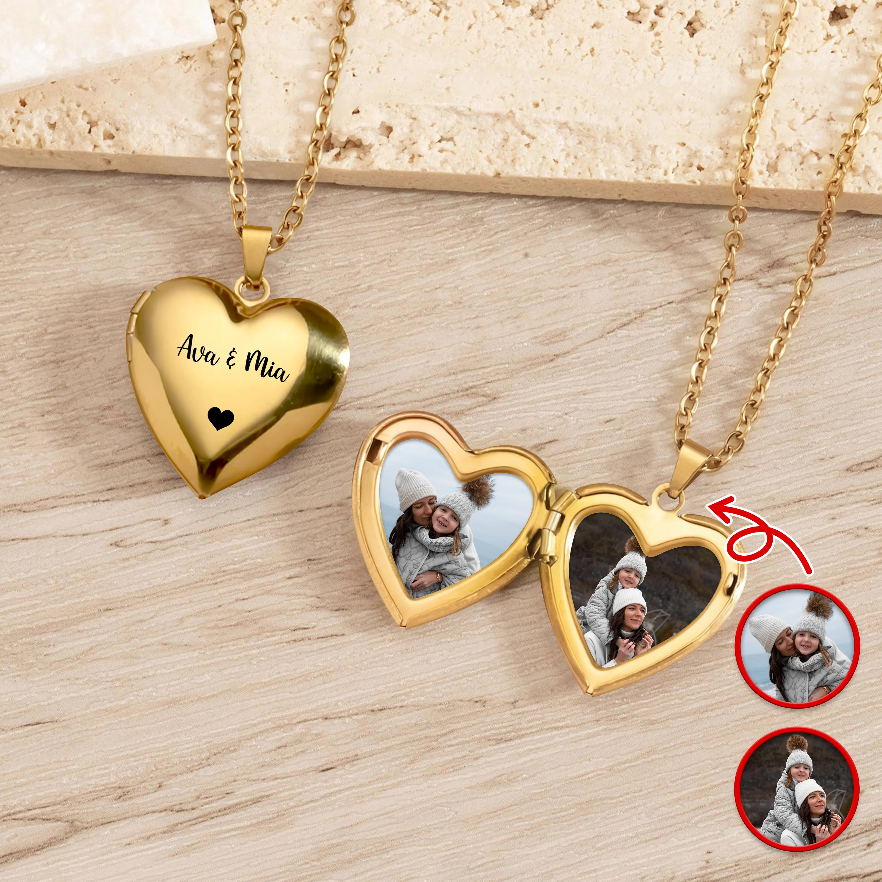 Custom Photo For Mom and Kids Heart Locket Necklace TH10 898771 - Image 6