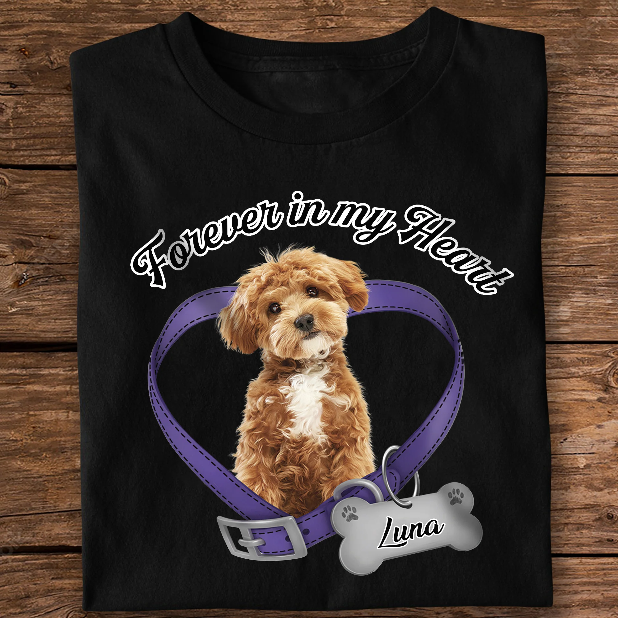 Custom Photo Forever In My Heart Dog Memorial Dark Shirt CH07 910812 - Image 5