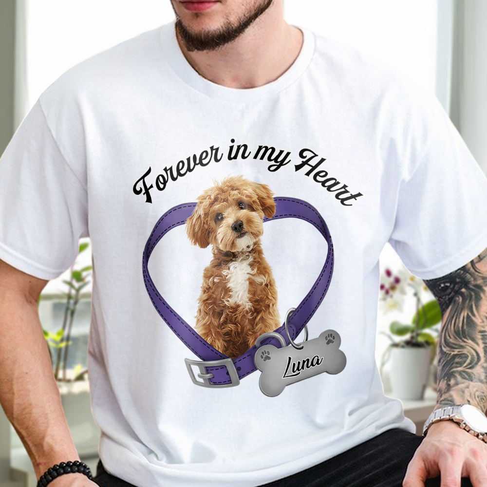 Custom Photo Forever In My Heart Dog Memorial White Shirt CH07 910810 - Image 3