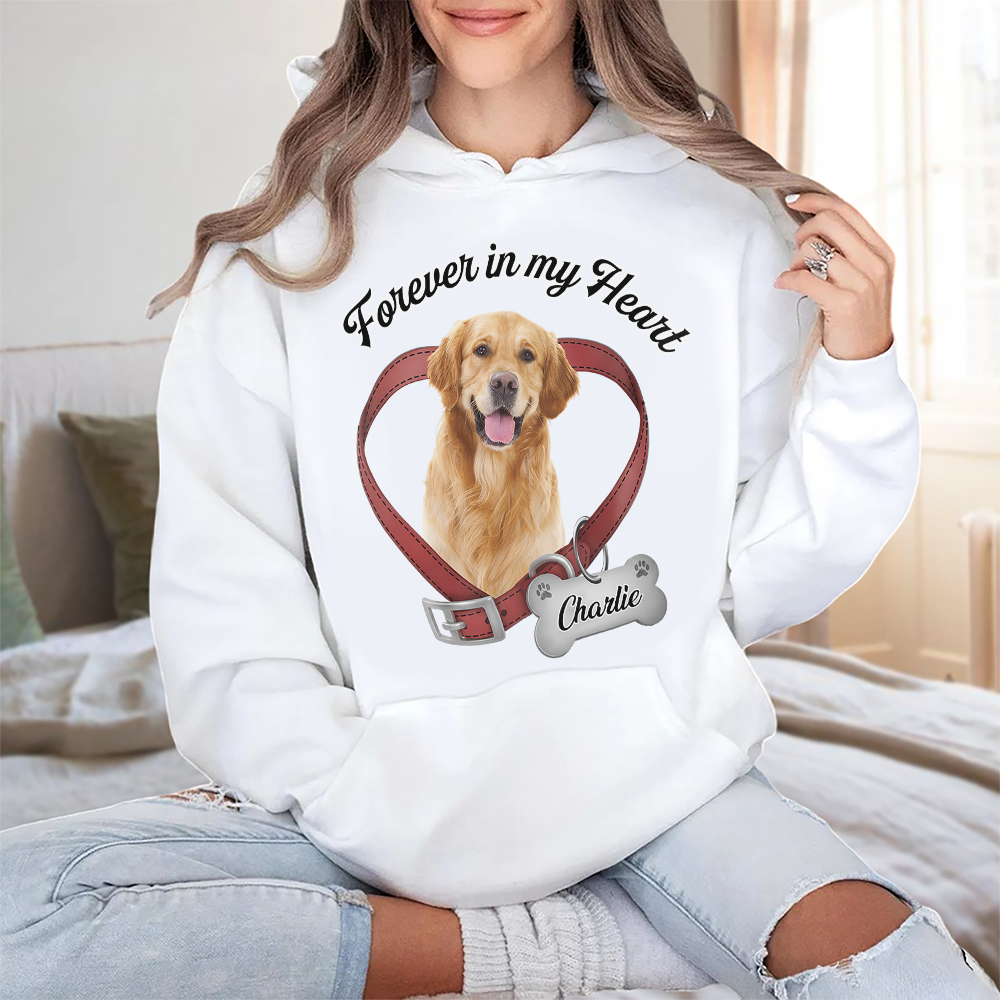 Custom Photo Forever In My Heart Dog Memorial White Shirt CH07 910810 - Image 4