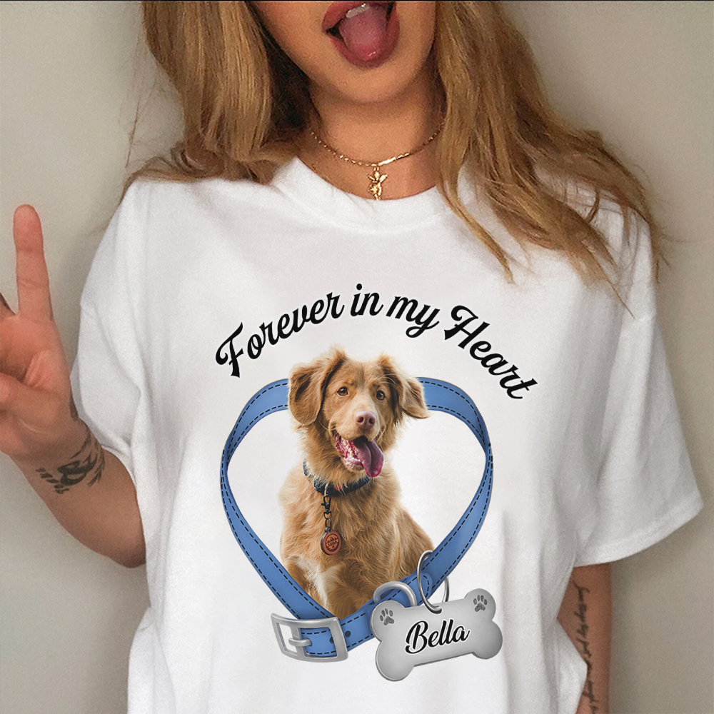 Custom Photo Forever In My Heart Dog Memorial White Shirt CH07 910810 - Image 6