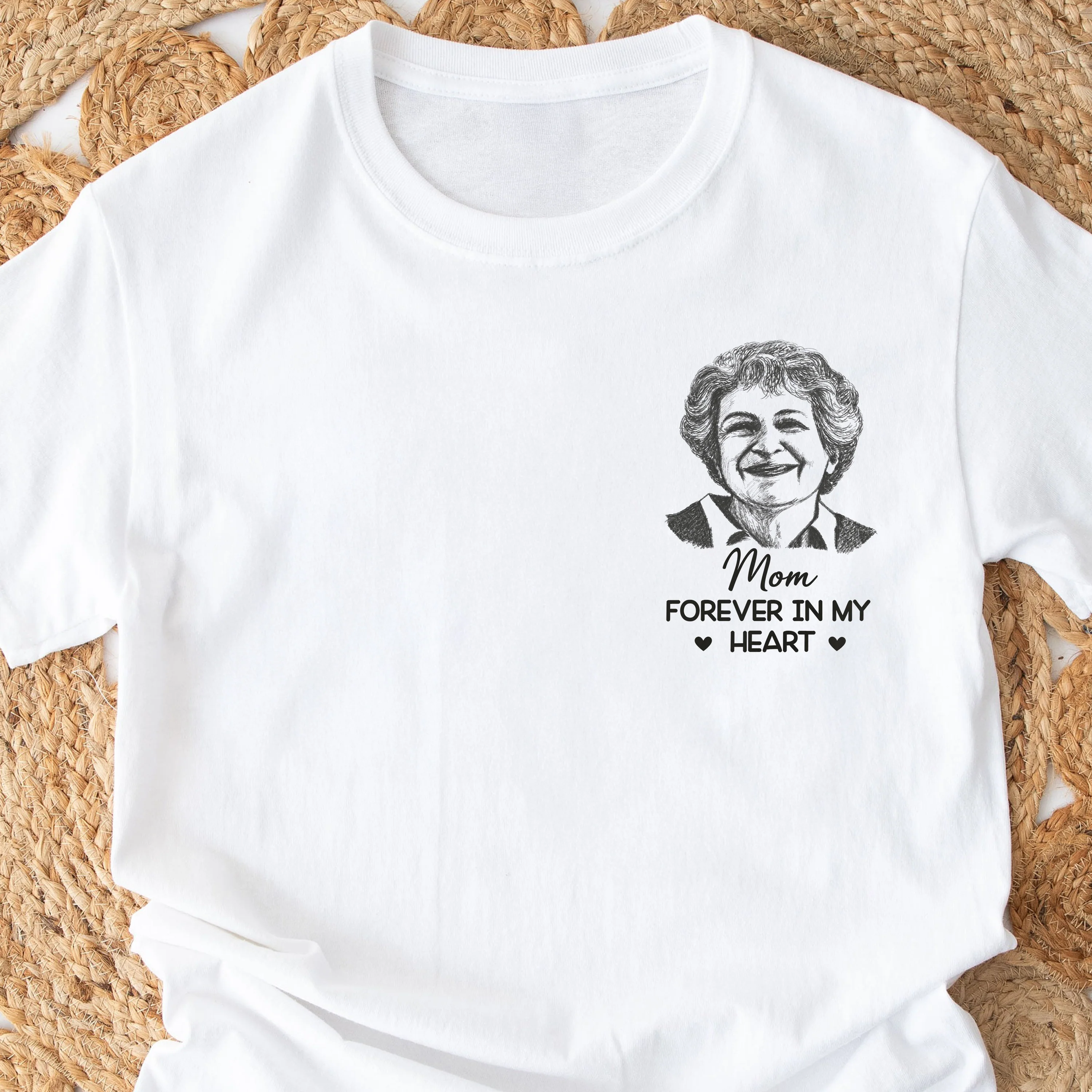Custom Photo Forever In My Heart White Shirt - Personalized Memorial Sympathy Gifts For Loss Of Mom, Dad CH07 180098 - Image 3
