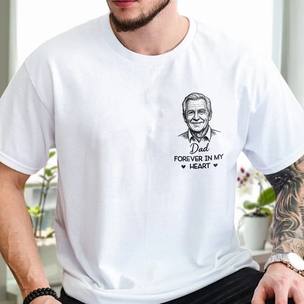 Custom Photo Forever In My Heart White Shirt - Personalized Memorial Sympathy Gifts For Loss Of Mom, Dad CH07 180098 - Image 4