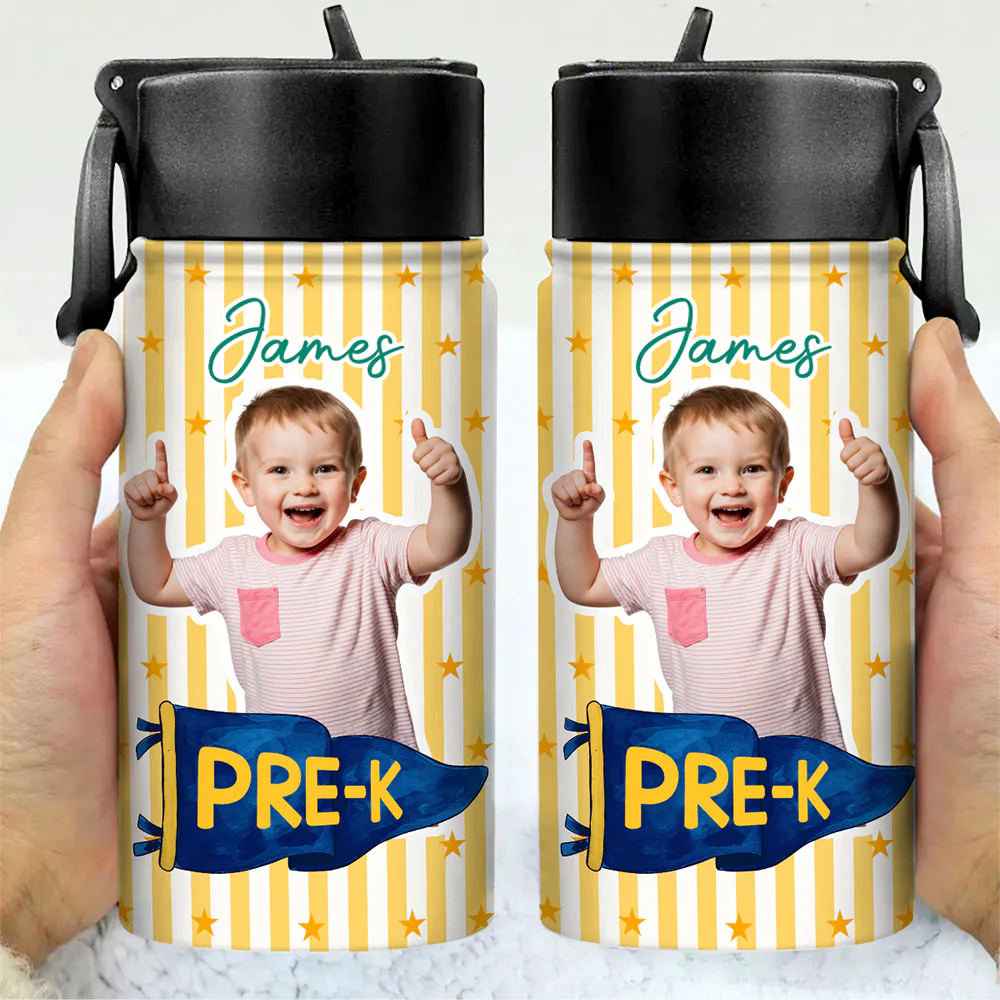 Custom Photo Grade Pennant Spirit Kid Water Bottle - Gift for Kids, Back to School HO82 902922 - Image 2