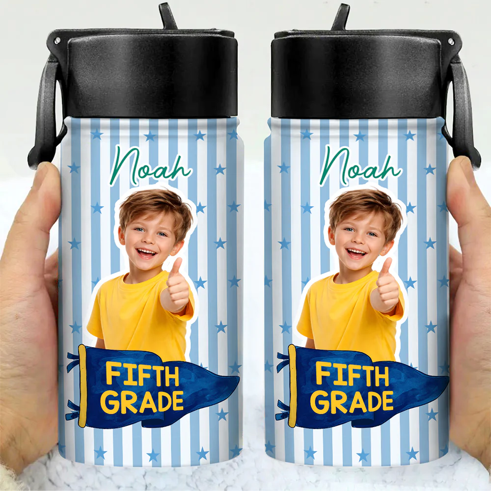Custom Photo Grade Pennant Spirit Kid Water Bottle - Gift for Kids, Back to School HO82 902922 - Image 3