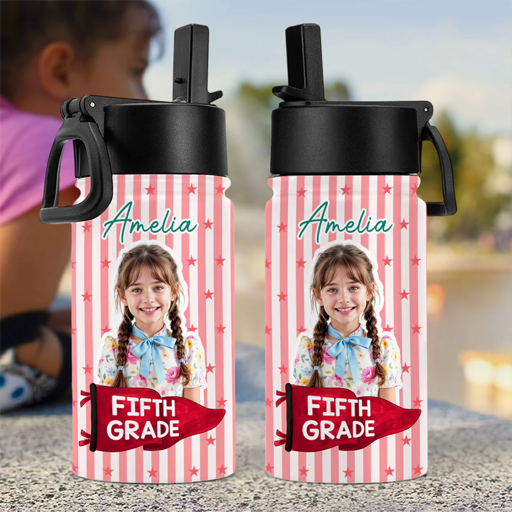 Custom Photo Grade Pennant Spirit Kid Water Bottle - Gift for Kids, Back to School HO82 902922 - Image 4
