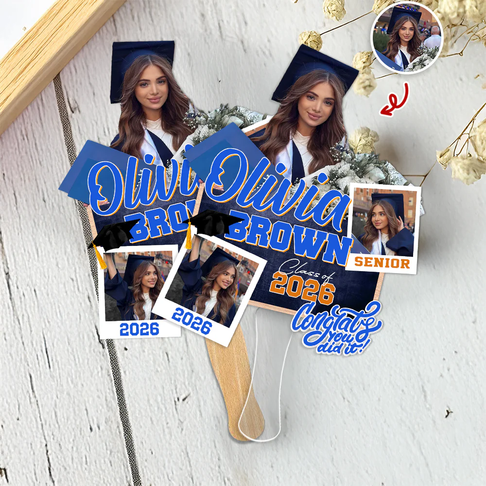 Custom Photo Graduation Class of 2026 Face Fan, Personalized Senior Congrats Grad Gift LM32 899437 - Image 3