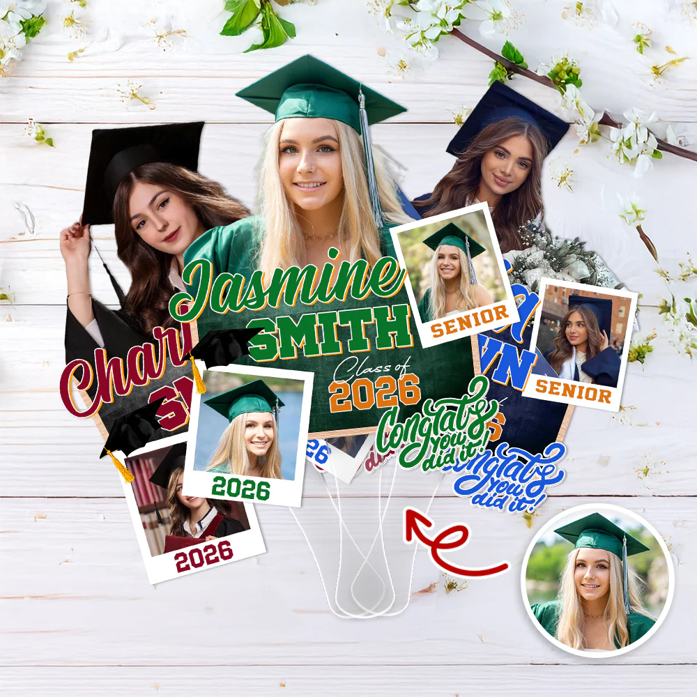 Custom Photo Graduation Class of 2026 Face Fan, Personalized Senior Congrats Grad Gift LM32 899437 - Image 5
