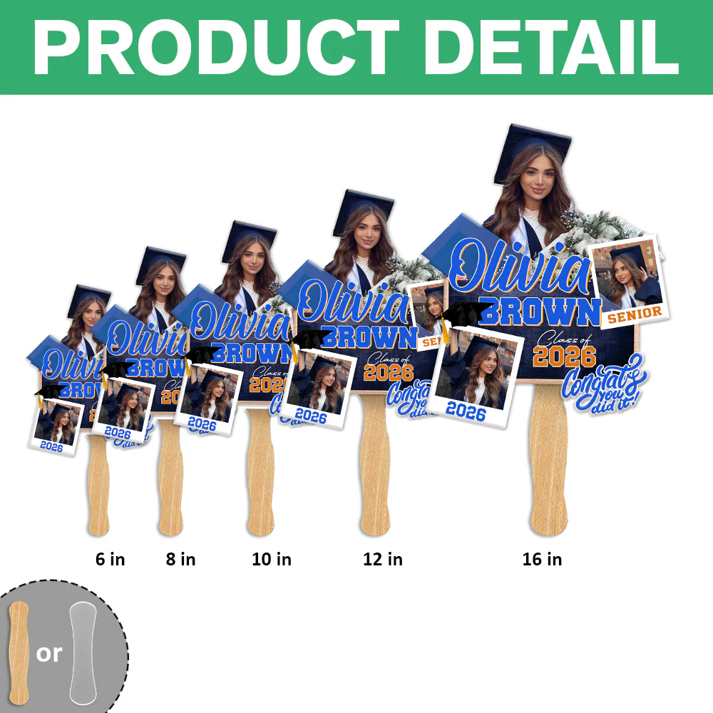 Custom Photo Graduation Class of 2026 Face Fan, Personalized Senior Congrats Grad Gift LM32 899437 - Image 7