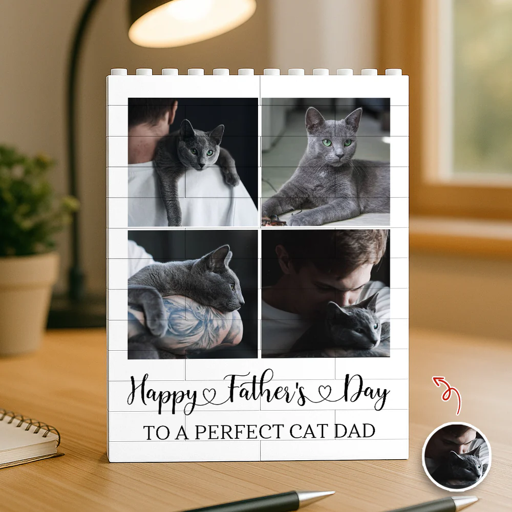 Custom Photo Happy Father’s Day To A Perfect Cat Dad Building Block TH10 170009 - Image 4